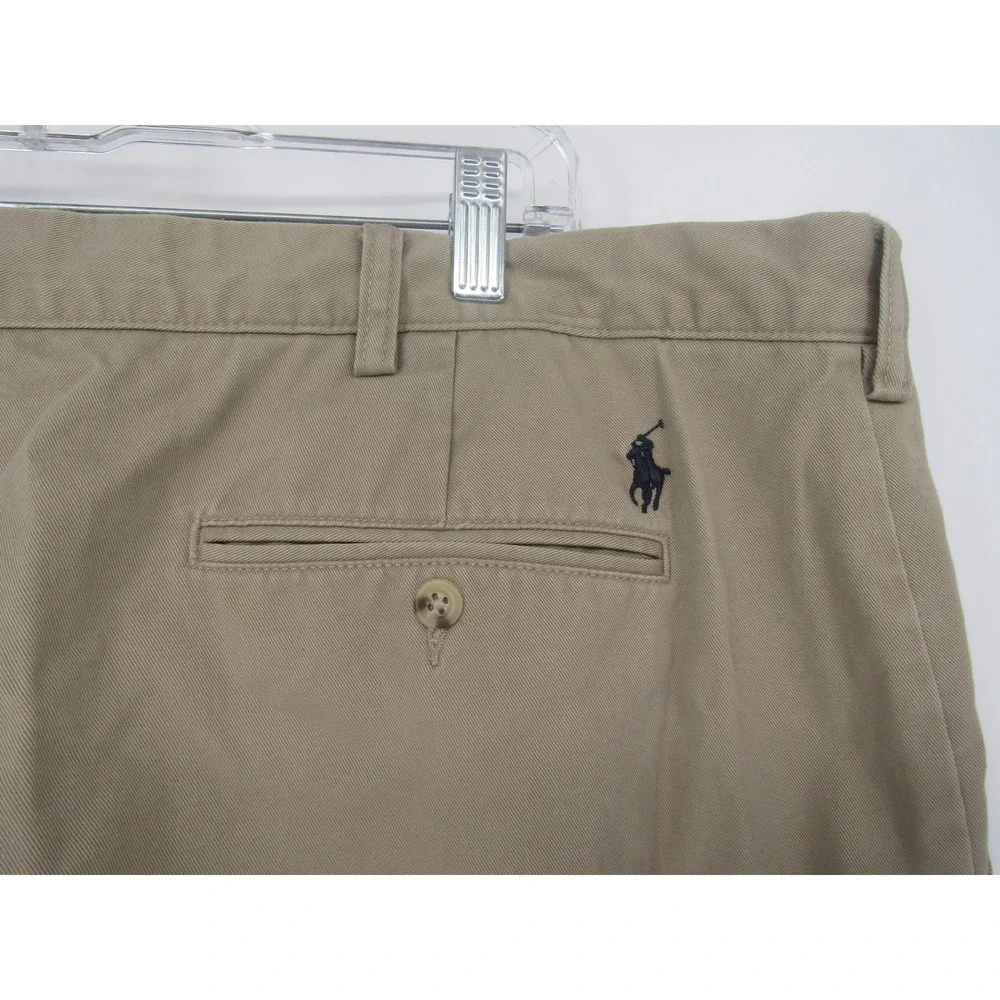 Polo Ralph‎ Lauren Chino Pants 46x30 Tan Flat Front Classic Fit Old Money Preppy